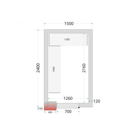 Panneaux de chambre froide 120 mm | CR 150x240x220 - Tefcold