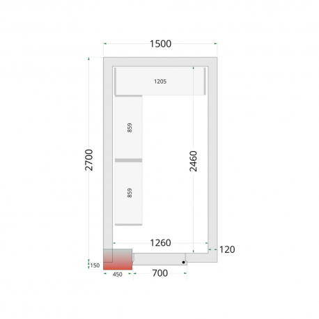 Panneaux de chambre froide 120 mm | CR 150x270x220 - Tefcold