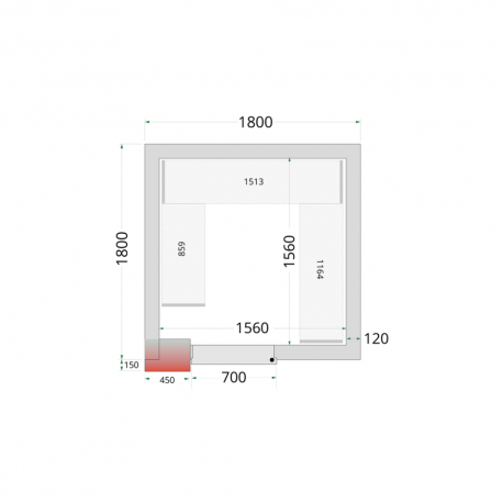 Panneaux de chambre froide 120 mm | CR 180x180x220 - Tefcold