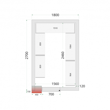 Panneaux de chambre froide 120 mm | CR 180x270x220 - Tefcold