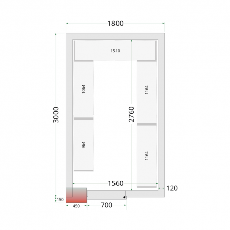 Panneaux de chambre froide 120 mm | CR 180x300x220 - Tefcold