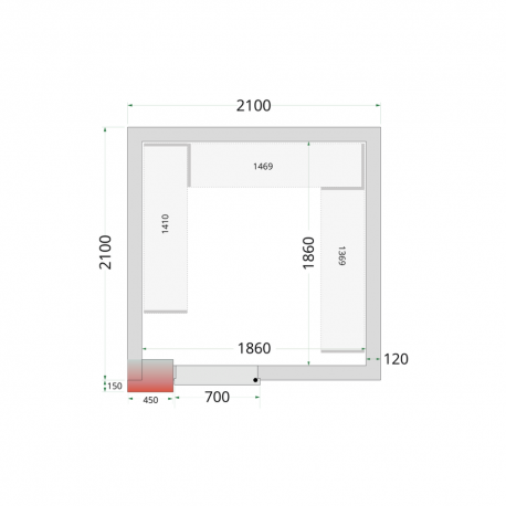 Panneaux de chambre froide 80 mm | CR 210x210x220 - Tefcold