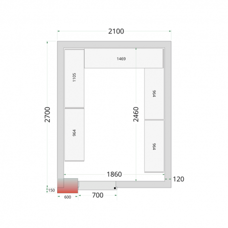 Panneaux de chambre froide 120 mm | CR 210x270x220 - Tefcold