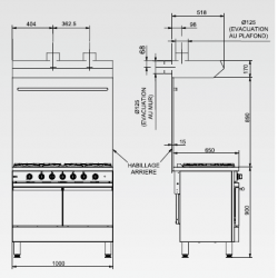 Habillage arrière inox avec support ustensiles